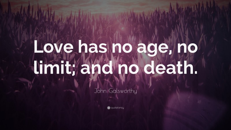 John Galsworthy Quote: “Love has no age, no limit; and no death.”