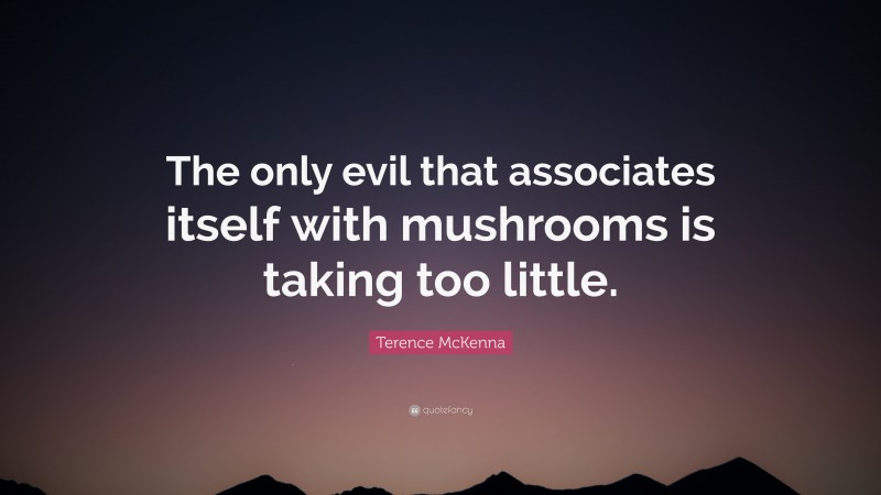 Terence McKenna Quote: “The only evil that associates itself with mushrooms is taking too little.”