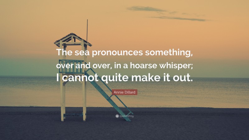 Annie Dillard Quote: “The sea pronounces something, over and over, in a hoarse whisper; I cannot quite make it out.”