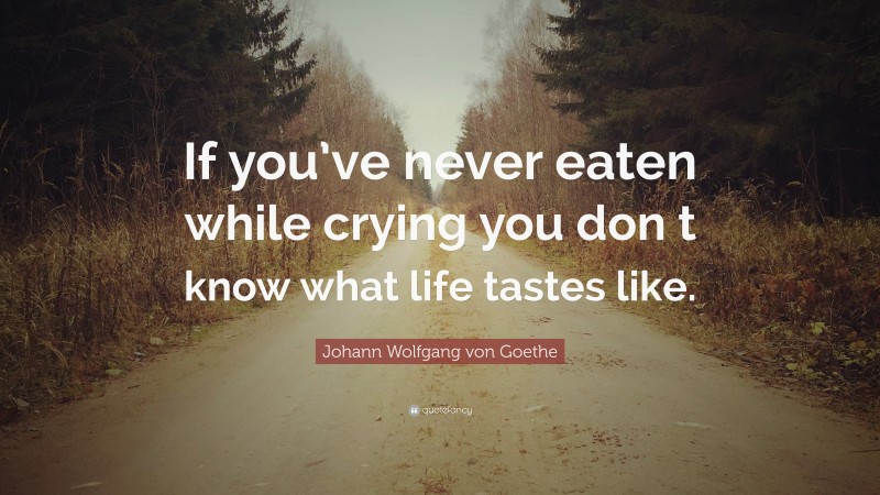 Johann Wolfgang von Goethe Quote: “If you’ve never eaten while crying you don t know what life tastes like.”