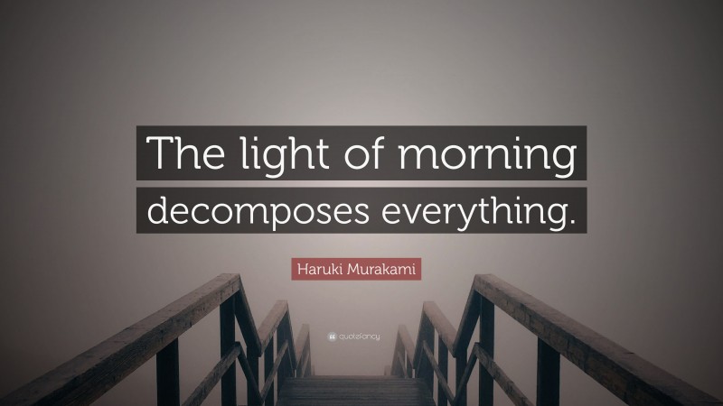 Haruki Murakami Quote: “The light of morning decomposes everything.”