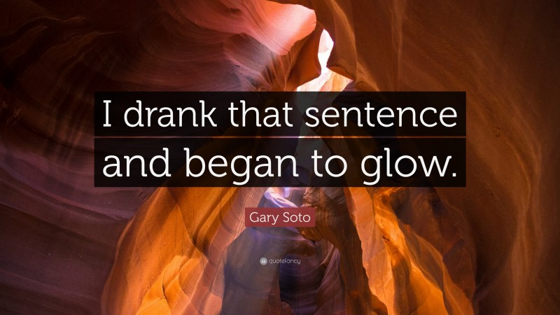 Gary Soto Quote: “I drank that sentence and began to glow.”