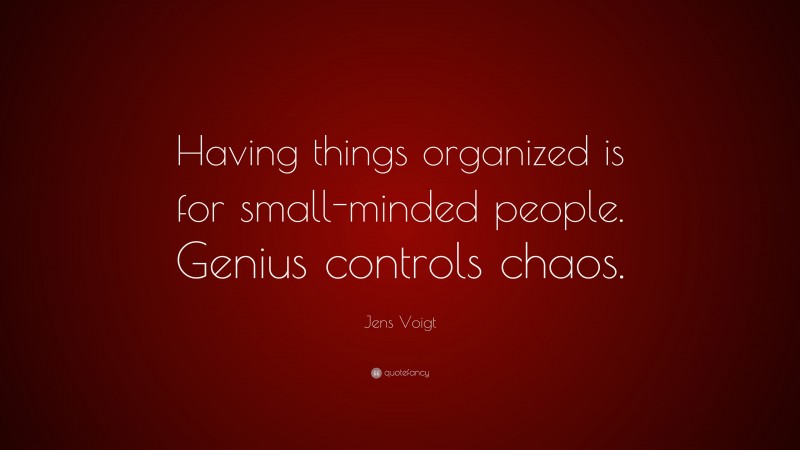 Jens Voigt Quote: “Having things organized is for small-minded people. Genius controls chaos.”