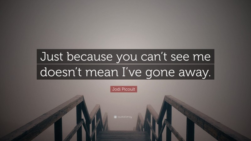 Jodi Picoult Quote: “Just because you can’t see me doesn’t mean I’ve gone away.”