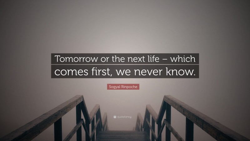 Sogyal Rinpoche Quote: “Tomorrow or the next life – which comes first, we never know.”