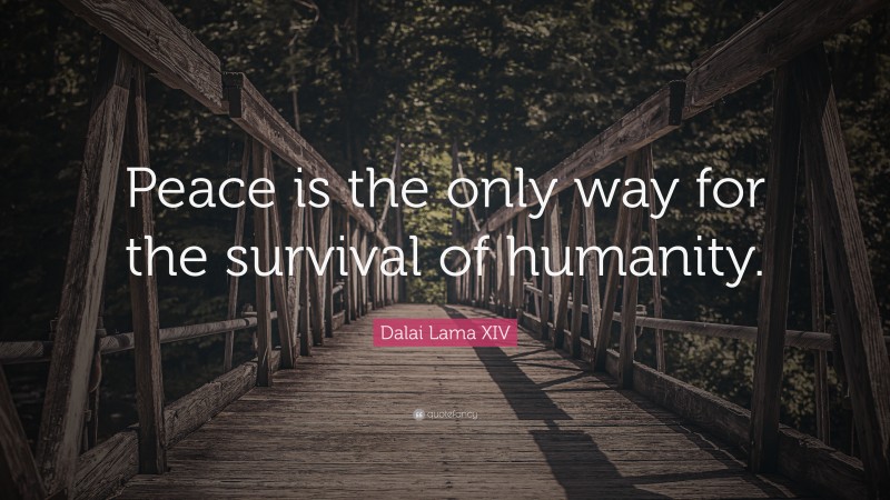 Dalai Lama XIV Quote: “Peace is the only way for the survival of humanity.”