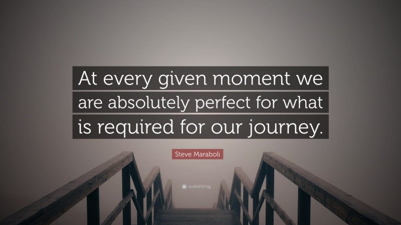 Steve Maraboli Quote: “At every given moment we are absolutely perfect for what is required for our journey.”