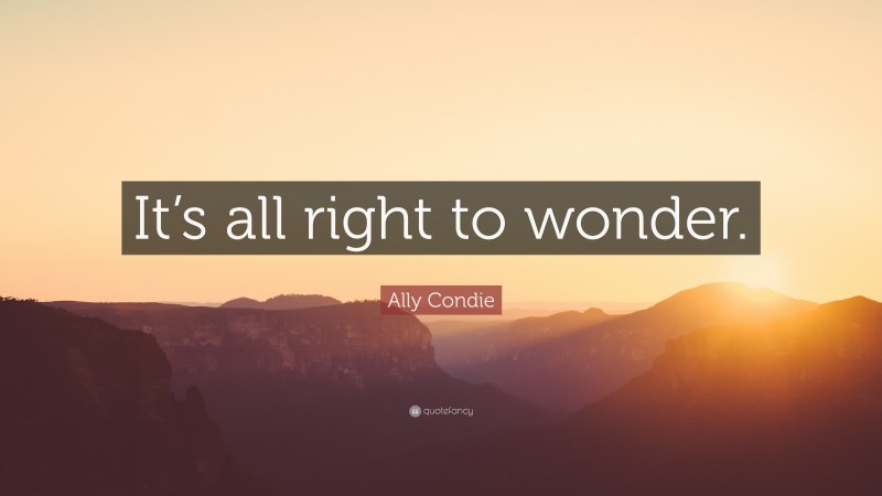 Ally Condie Quote: “It’s all right to wonder.”