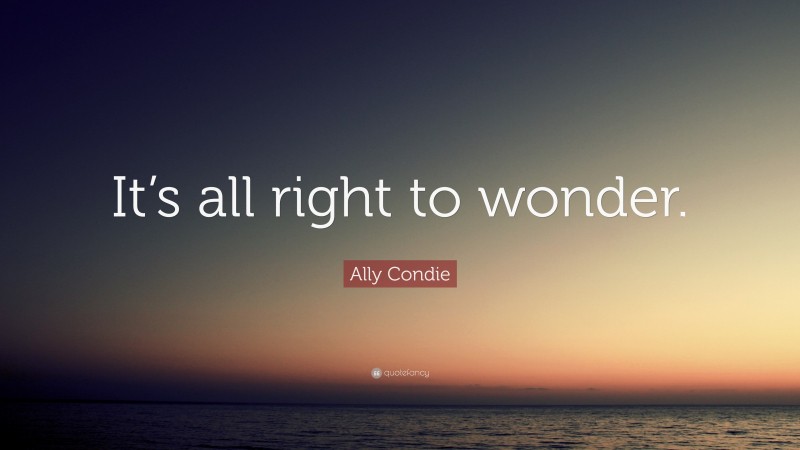 Ally Condie Quote: “It’s all right to wonder.”