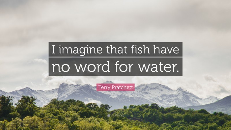 Terry Pratchett Quote: “I imagine that fish have no word for water.”