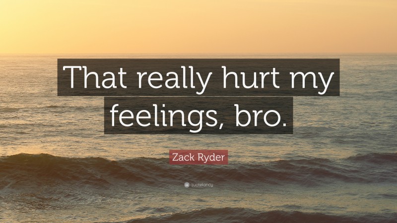 Zack Ryder Quote: “That really hurt my feelings, bro.”