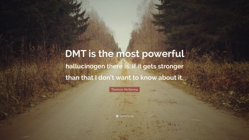 Terence McKenna Quote: “DMT is the most powerful hallucinogen there is. If it gets stronger than that I don’t want to know about it.”