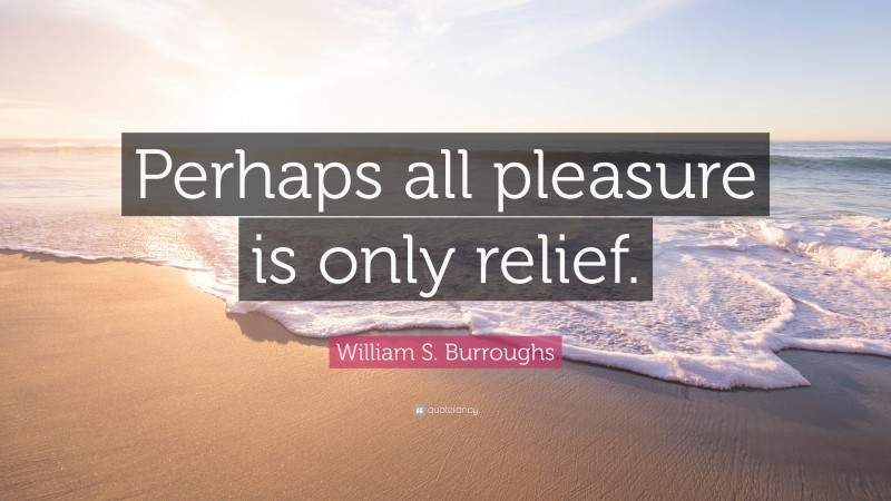 William S. Burroughs Quote: “Perhaps all pleasure is only relief.”