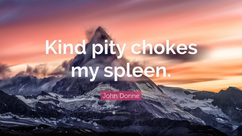 John Donne Quote: “Kind pity chokes my spleen.”
