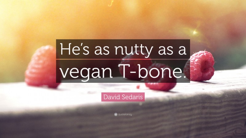 David Sedaris Quote: “He’s as nutty as a vegan T-bone.”