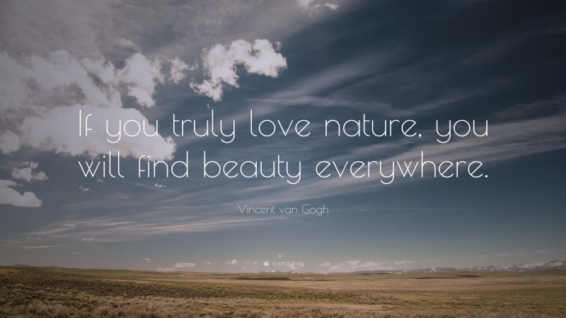 Vincent van Gogh Quote: “If you truly love nature, you will find beauty ...