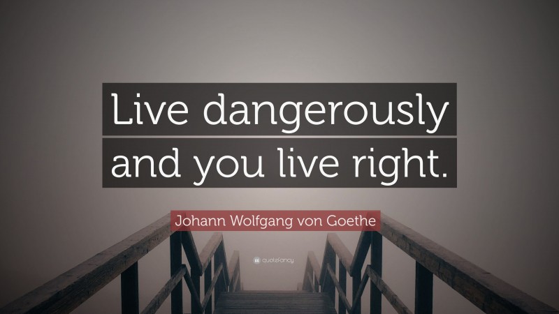 Johann Wolfgang von Goethe Quote: “Live dangerously and you live right.”