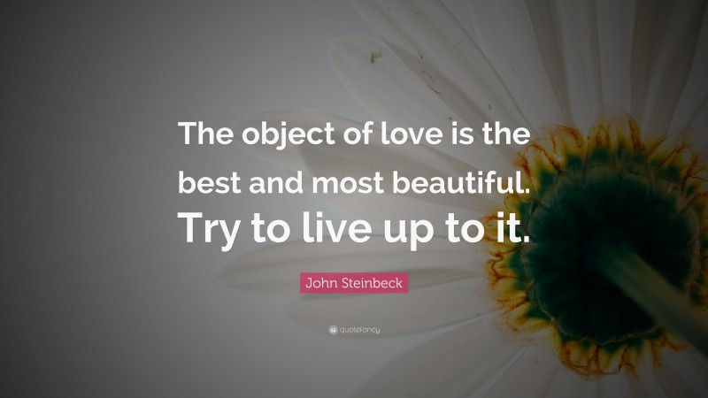 John Steinbeck Quote: “The object of love is the best and most beautiful. Try to live up to it.”
