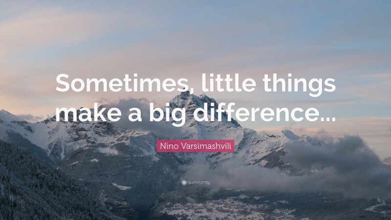 Nino Varsimashvili Quote: “Sometimes, little things make a big difference...”