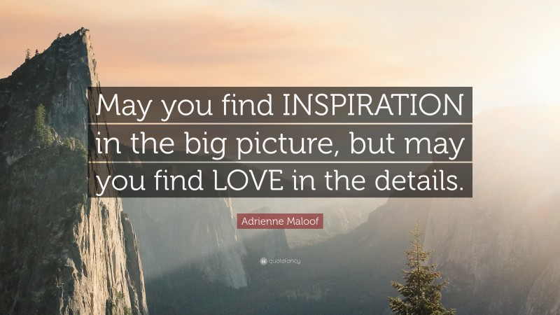 Adrienne Maloof Quote: “May you find INSPIRATION in the big picture, but may you find LOVE in the details.”