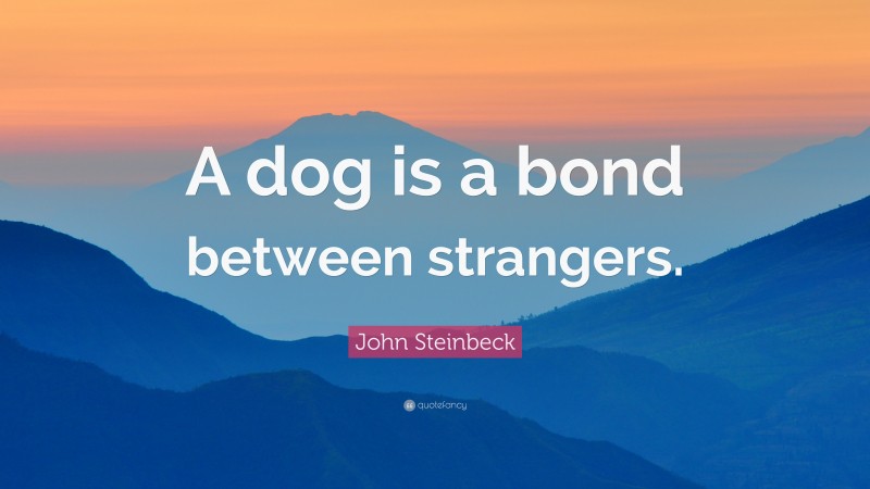 John Steinbeck Quote: “A dog is a bond between strangers.”