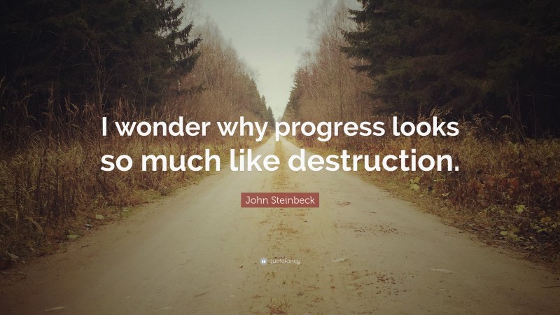John Steinbeck Quote: “I wonder why progress looks so much like destruction.”