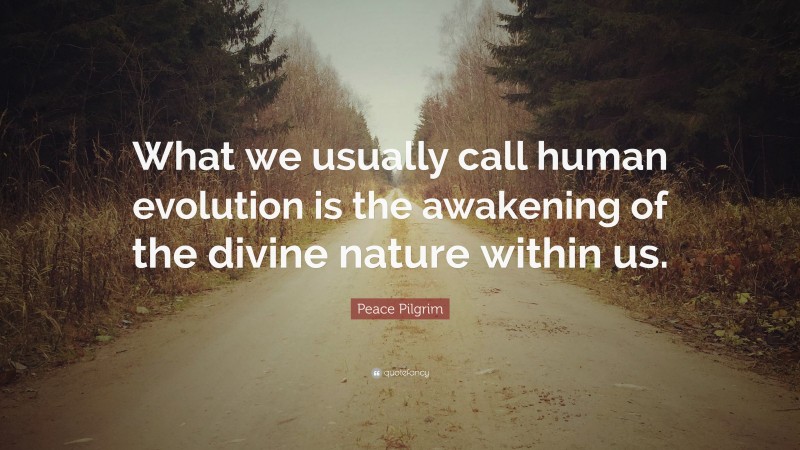 Peace Pilgrim Quote: “What we usually call human evolution is the awakening of the divine nature within us.”
