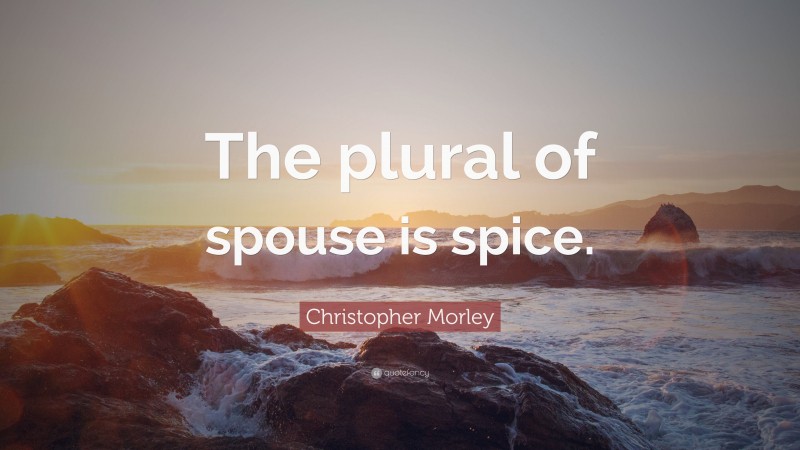 Christopher Morley Quote: “The plural of spouse is spice.”
