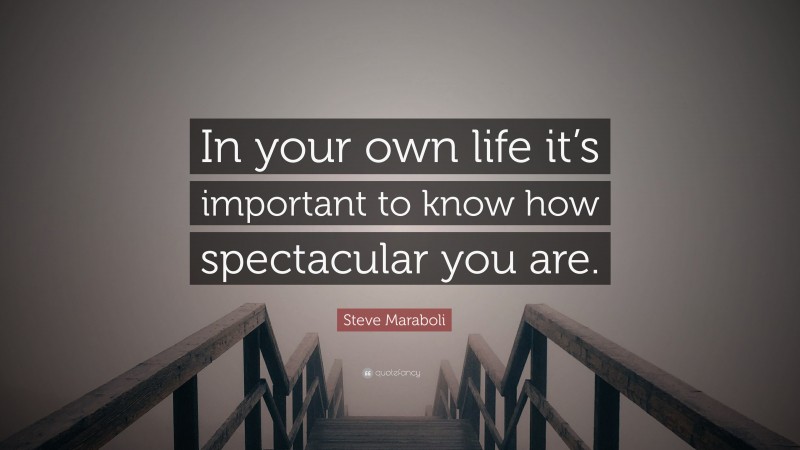 Steve Maraboli Quote: “In your own life it’s important to know how spectacular you are.”