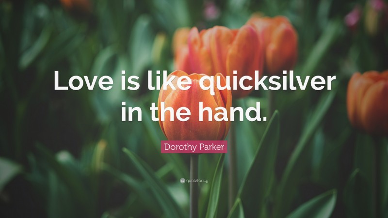 Dorothy Parker Quote: “Love is like quicksilver in the hand.”