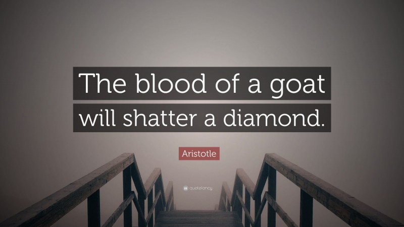Aristotle Quote: “The blood of a goat will shatter a diamond.”