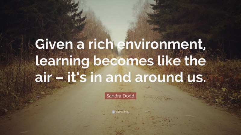 Sandra Dodd Quote: “Given a rich environment, learning becomes like the air – it’s in and around us.”