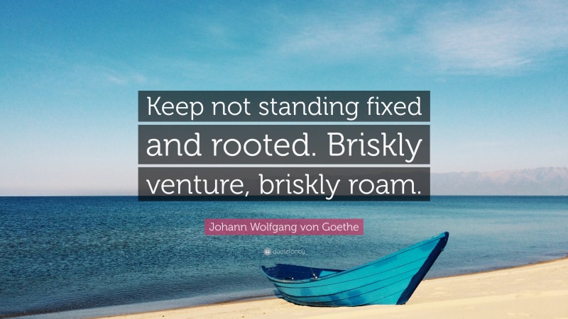 Johann Wolfgang von Goethe Quote: “Keep not standing fixed and rooted. Briskly venture, briskly roam.”