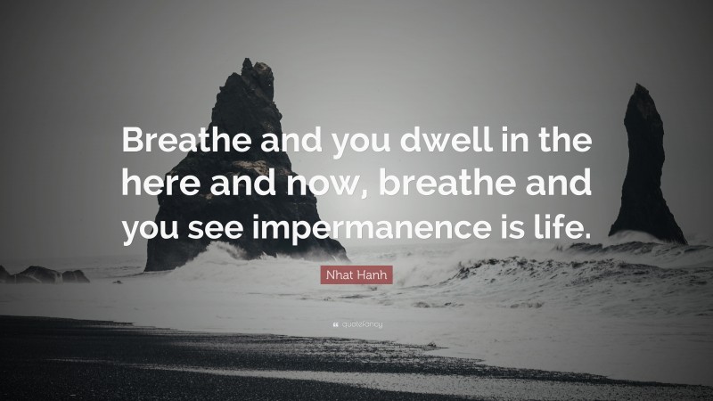 Nhat Hanh Quote: “Breathe and you dwell in the here and now, breathe and you see impermanence is life.”