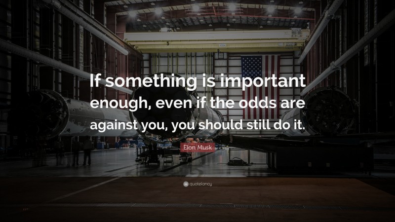 Elon Musk Quote: “If something is important enough, even if the odds are against you, you should still do it.”