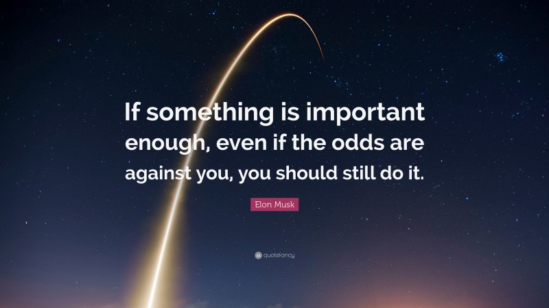Elon Musk Quote: “If something is important enough, even if the odds are against you, you should still do it.”
