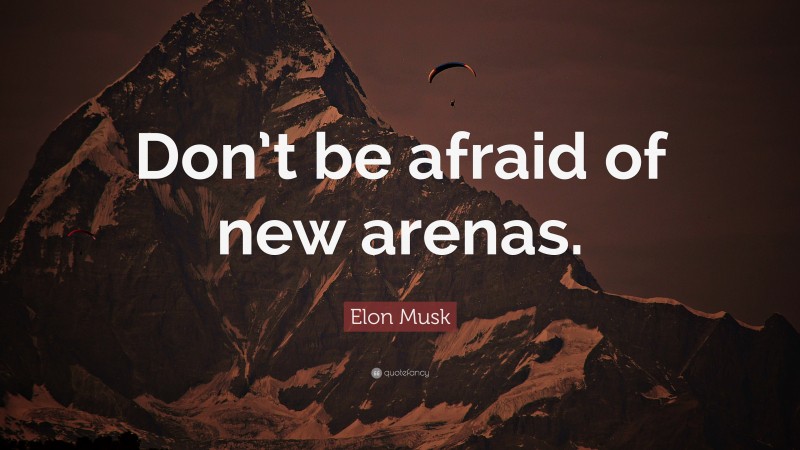 Elon Musk Quote: “Don’t be afraid of new arenas.”