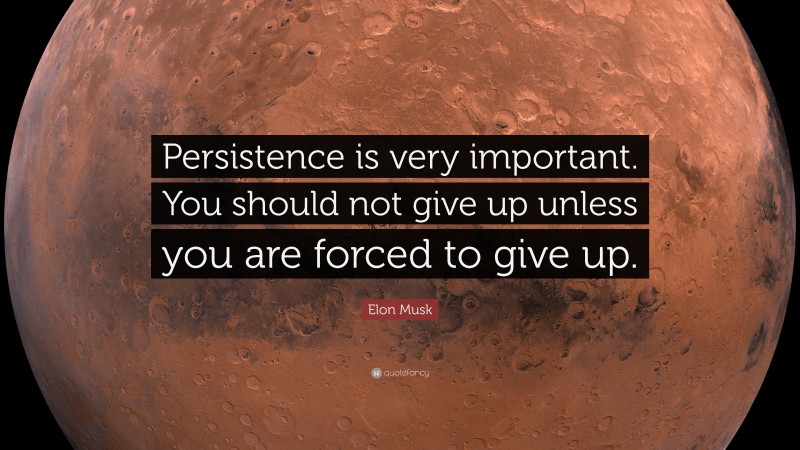 Elon Musk Quote: “Persistence is very important. You should not give up