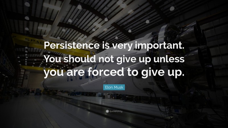 Elon Musk Quote: “Persistence is very important. You should not give up unless you are forced to give up.”