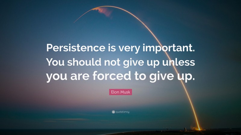 Elon Musk Quote: “Persistence is very important. You should not give up ...