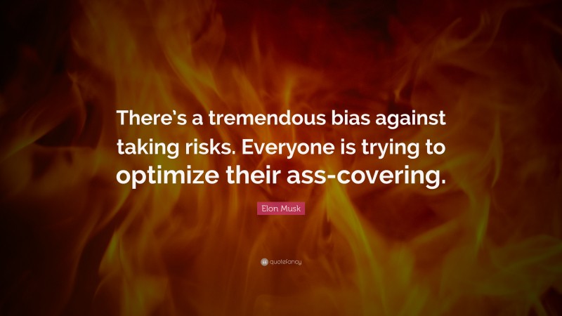Elon Musk Quote: “There’s a tremendous bias against taking risks. Everyone is trying to optimize their ass-covering.”
