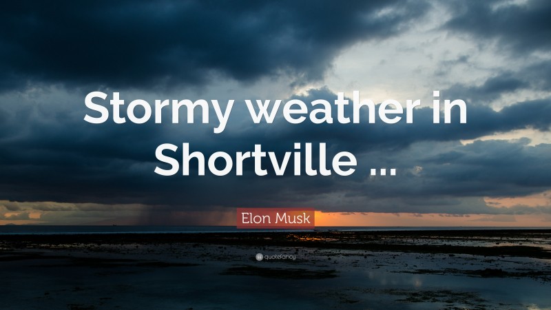 Elon Musk Quote: “Stormy weather in Shortville ...”