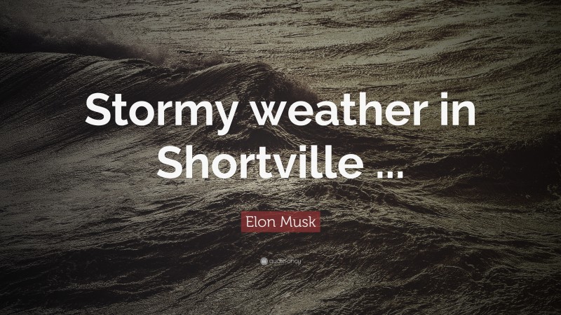 Elon Musk Quote: “Stormy weather in Shortville ...”