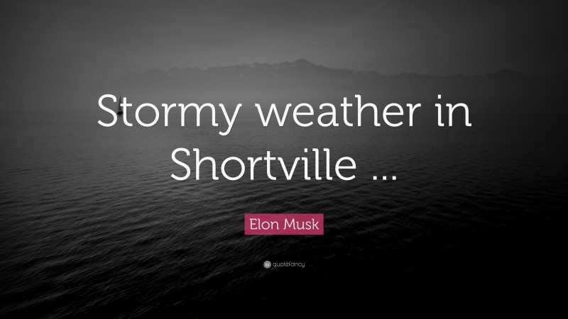 Elon Musk Quote: “Stormy weather in Shortville ...”
