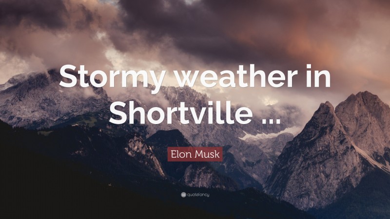 Elon Musk Quote: “Stormy weather in Shortville ...”