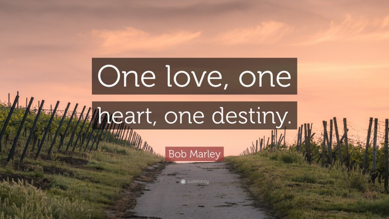 Bob Marley Quote: “One love, one heart, one destiny.”