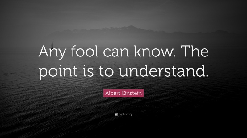 Albert Einstein Quote: “Any fool can know. The point is to understand.”