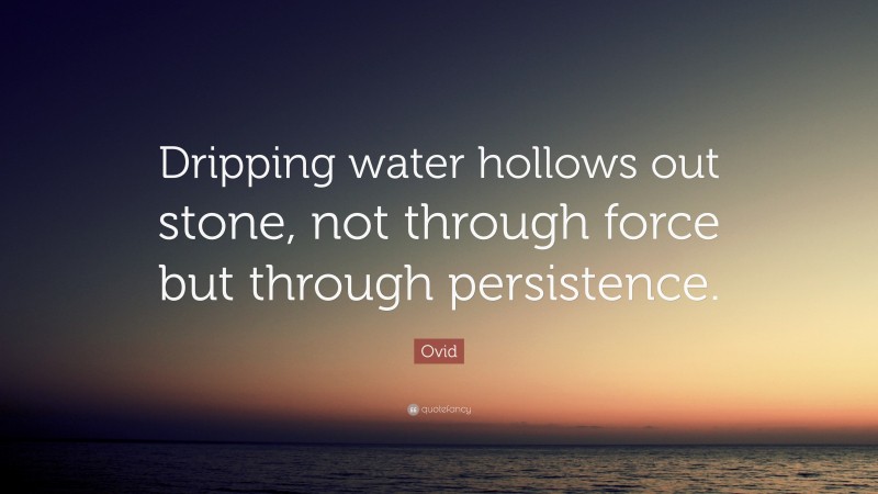 Ovid Quote: “Dripping water hollows out stone, not through force but through persistence.”