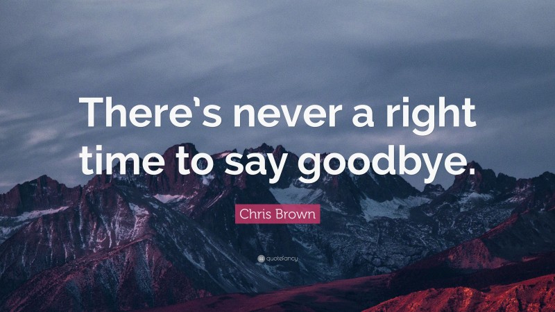 Chris Brown Quote: “There’s never a right time to say goodbye.”