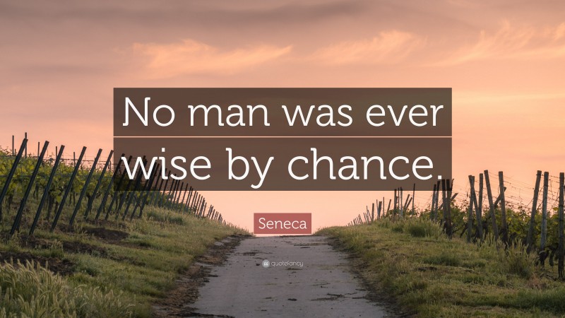 Seneca Quote: “No man was ever wise by chance.”